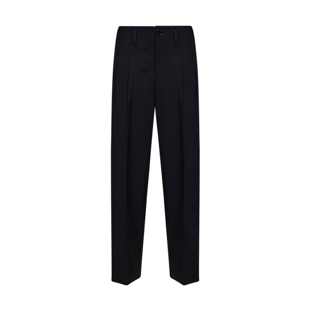 Ami Paris Women Black Virgin Wool Double-Pleat Trousers
